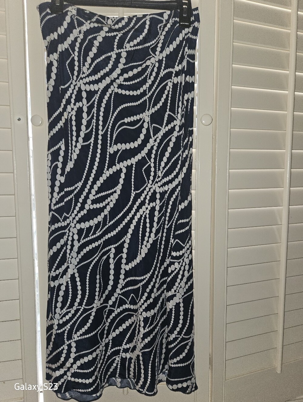 Navy & White Chain-Print Maxi Skirt